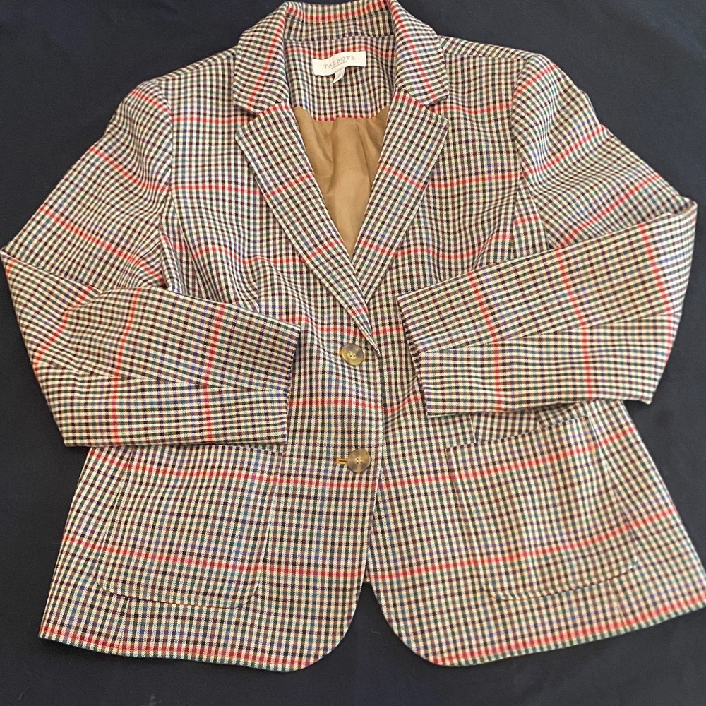 Talbots Multicolor Plaid Blazer